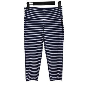 Athleta Cropped Navy & White Striped Leggings Small